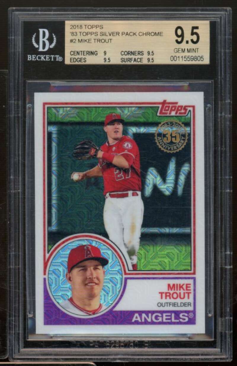 Mike Trout Card 2018 Topps '83 Silver Pack Chrome #2 BGS 9.5 Image 1
