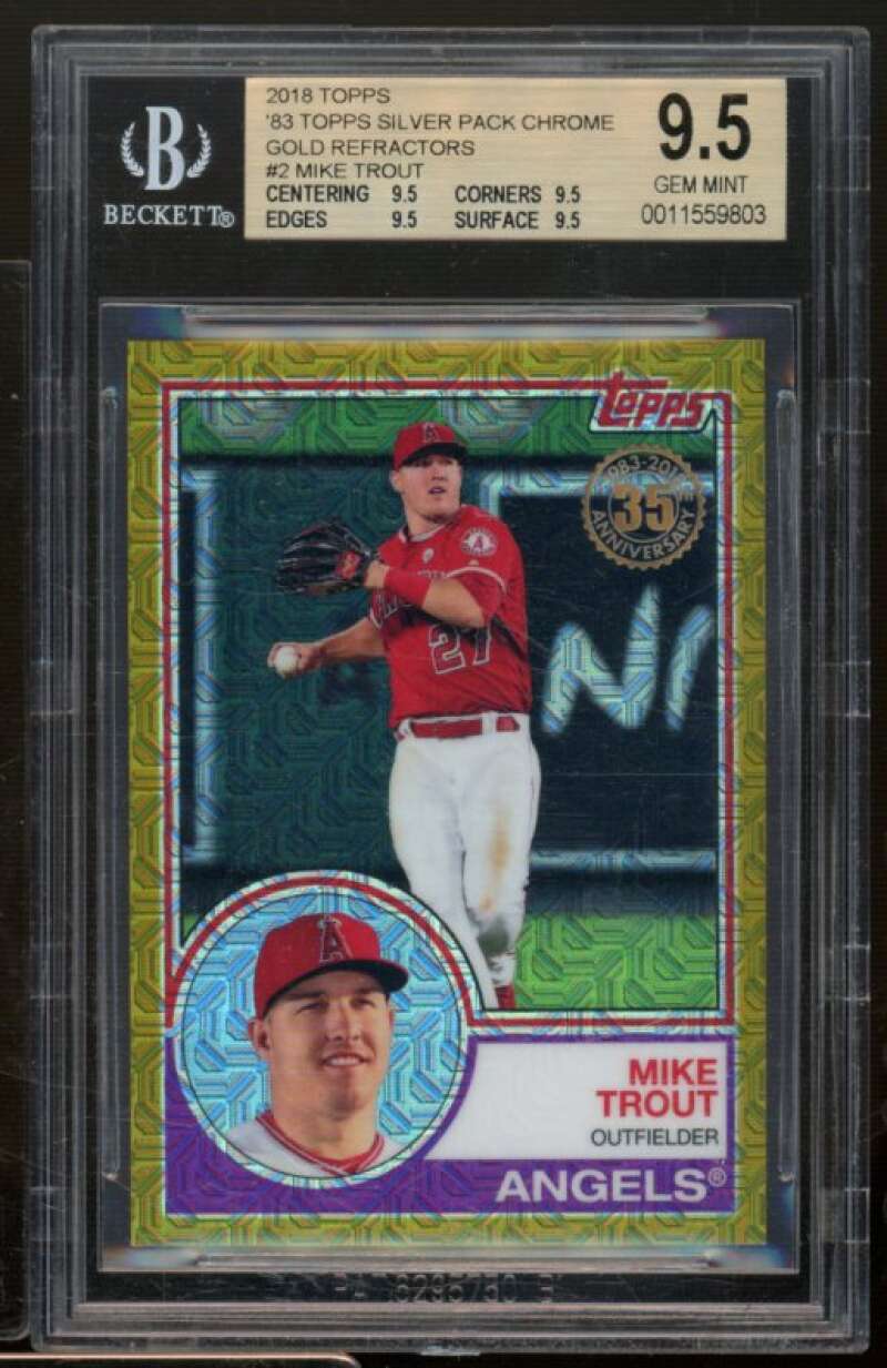 Mike Trout 2018 Topps '83 Silver Pack Chrome Gold Refractors (37/50) #2 BGS 9.5 Image 1