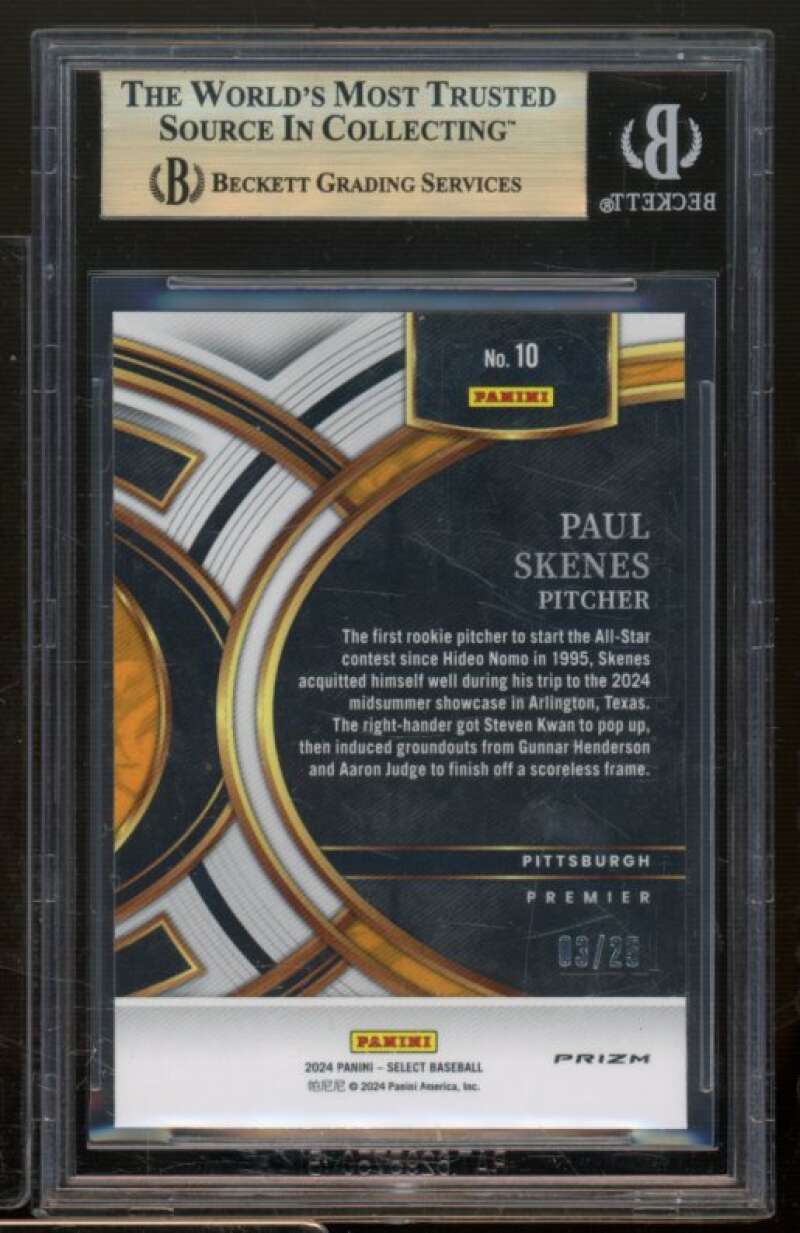 Paul Skenes Rookie 2024 Select Premier Level Prizms Tie-Dye (3/25) #10 BGS 9.5 Image 2