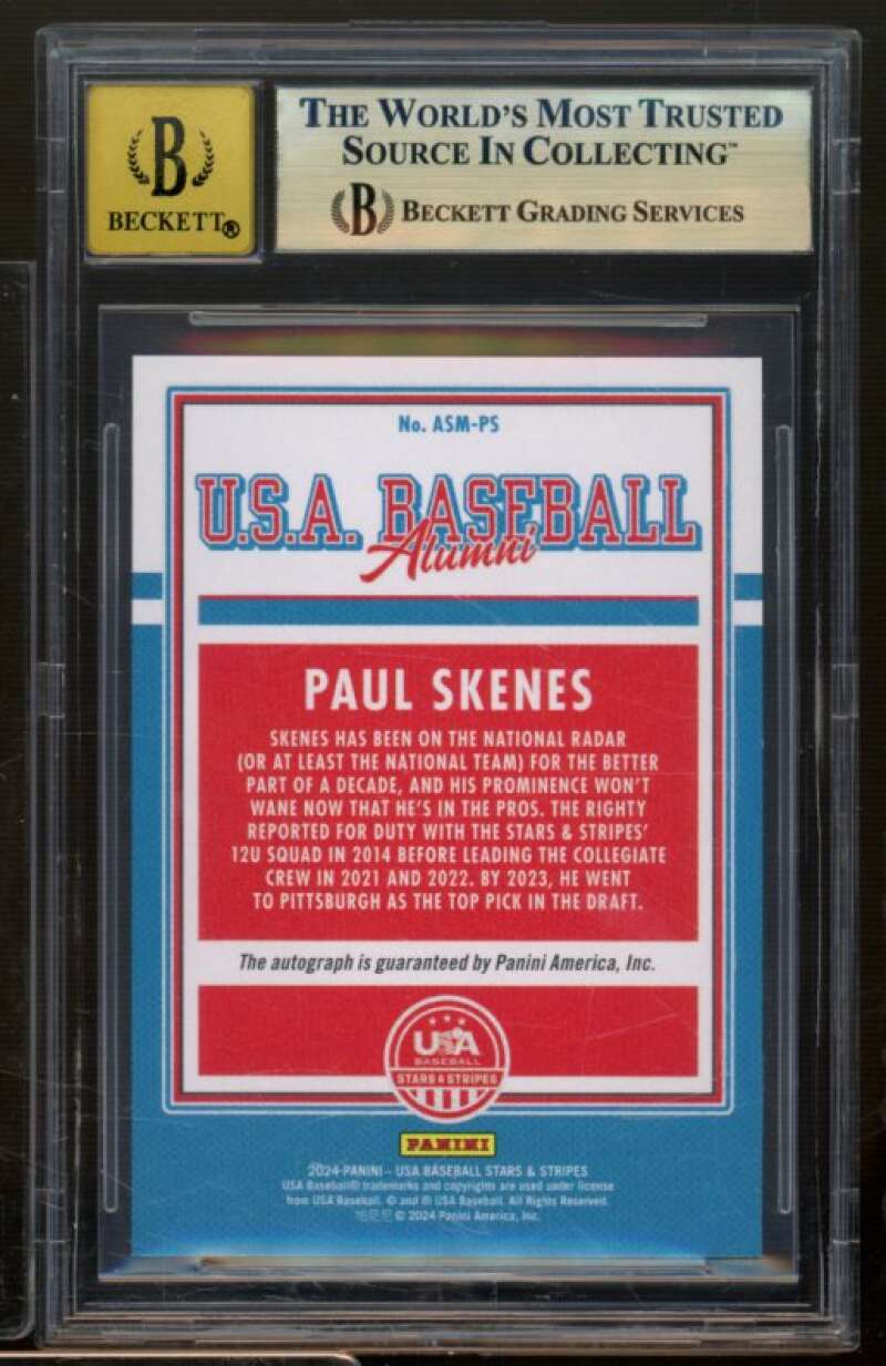 Paul Skenes Card 2024 Stars Stripes Alumni Signatures Red (pop 1) #9 BGS 9.5 Image 2