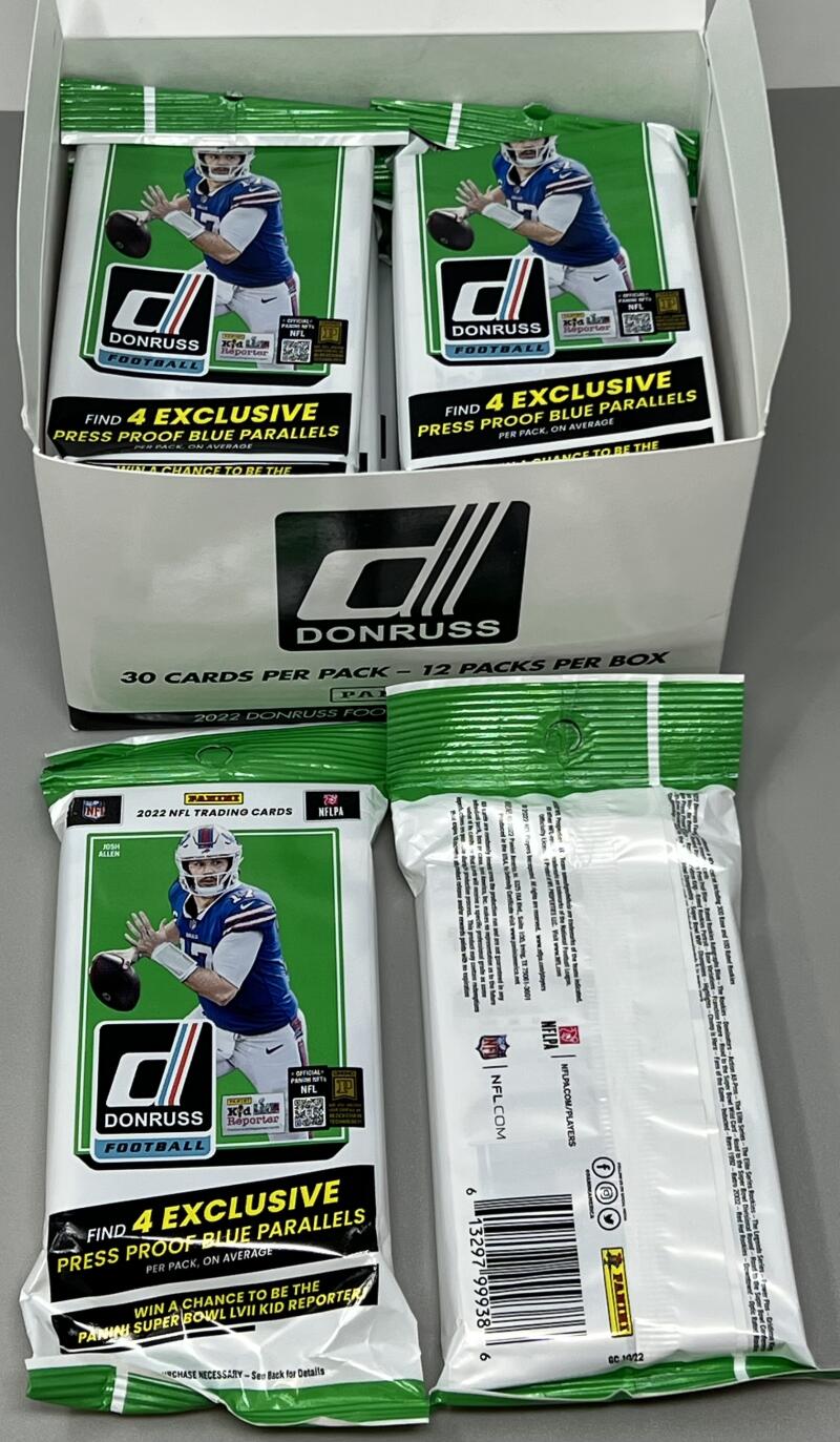 2022 Panini Donruss Football Jumbo Value Fat Pack 12-Pack Cello Box Image 2