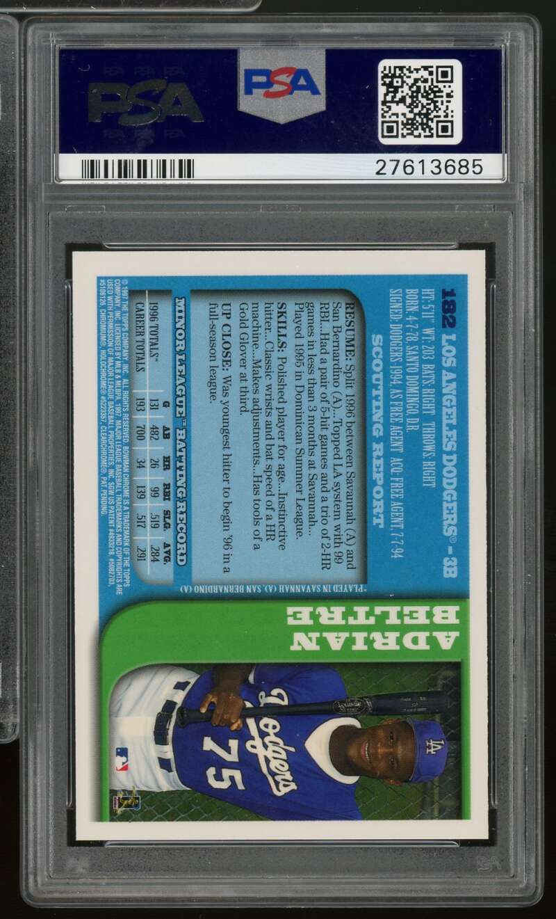 Adrian Beltre Rookie Card 1997 Bowman Chrome #182 PSA 10 Image 2