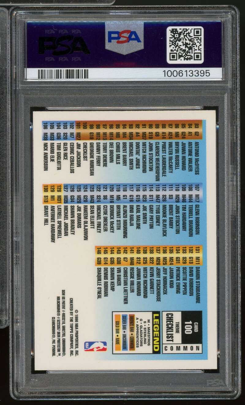 Checklist Card 1996-97 Finest Refractor #100 PSA 7 Image 2