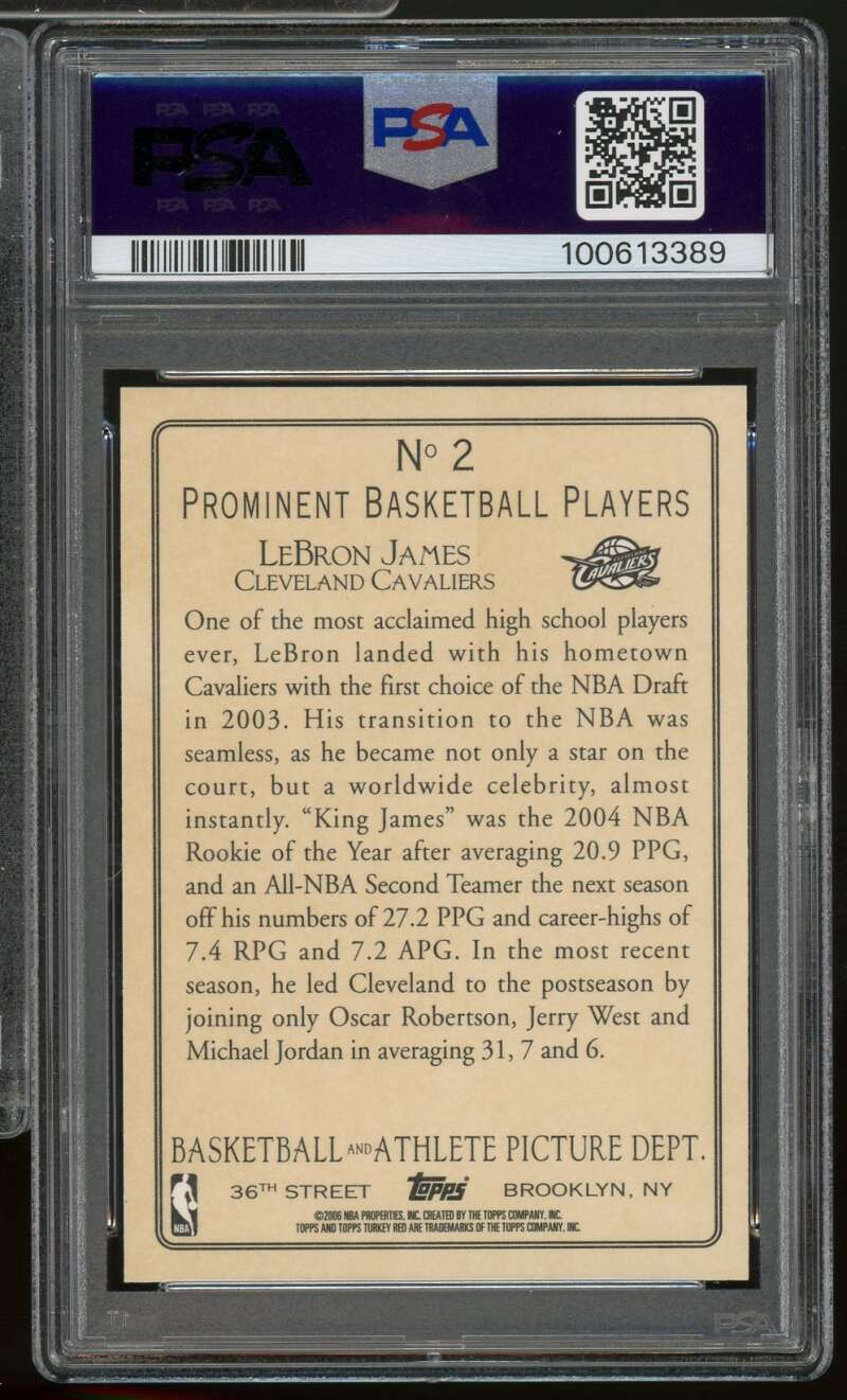 LeBron James Card 2006-07 Topps Turkey Red #2 PSA 9 Image 2