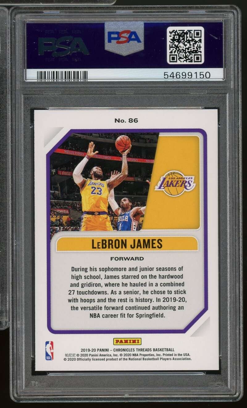 LeBron James Card 2019-20 Panini Chronicles #86 PSA 10 Image 2