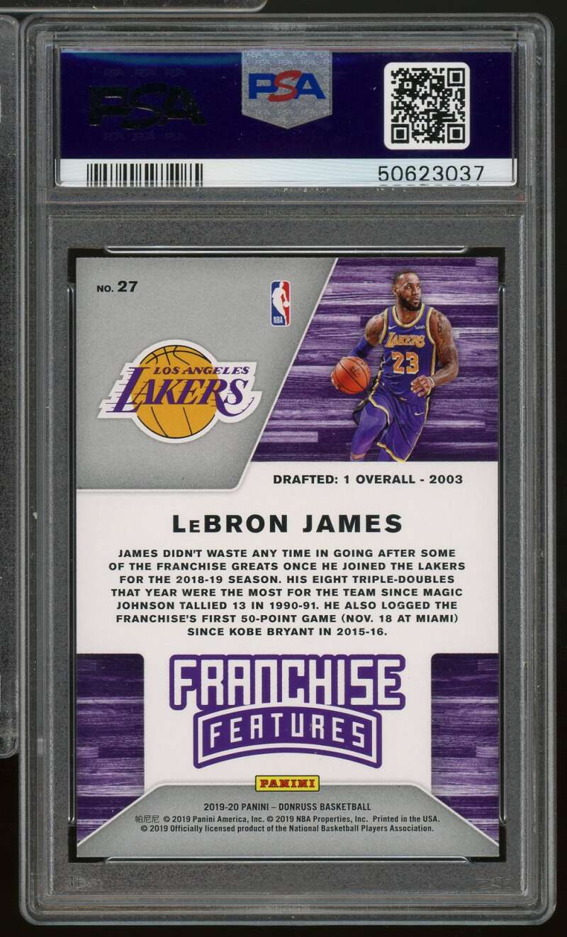 LeBron James Card 2019-20 Panini Donruss Franchise Features #27 PSA 9 Image 2