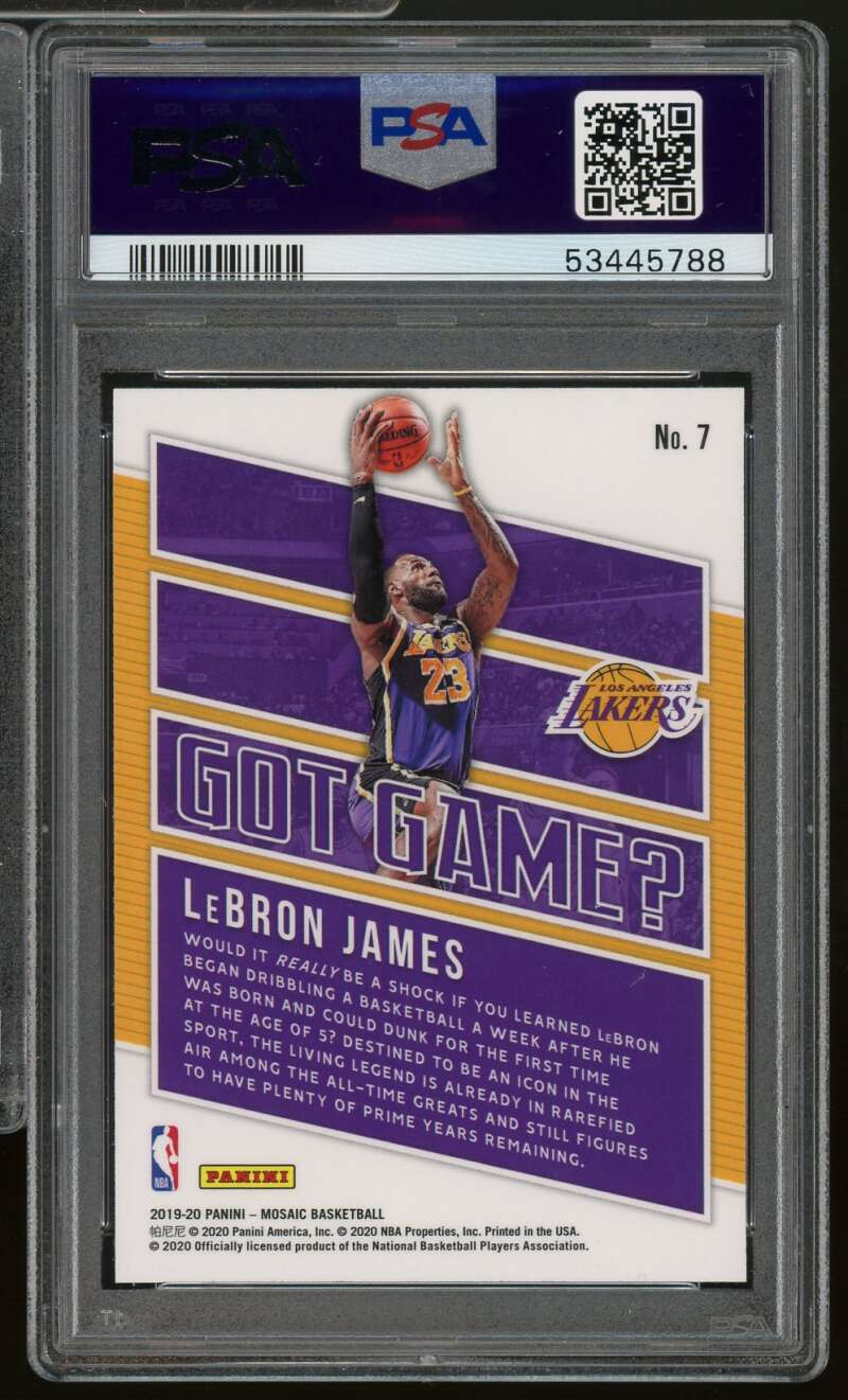 LeBron James Card 2019-20 Panini Mosaic Got Game? #7 PSA 10 Image 2
