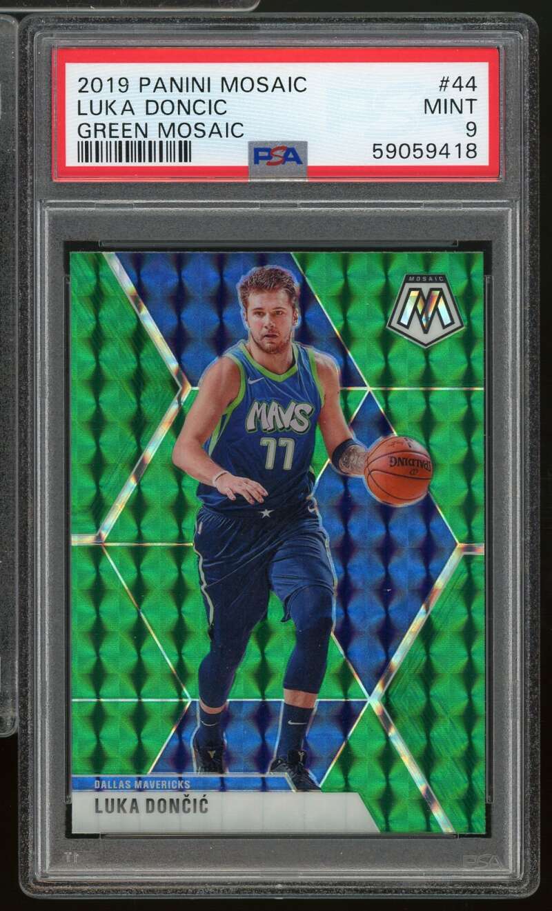 Luka Doncic Card 2019-20 Panini Mosaic Green Mosaic #44 PSA 9 Image 1