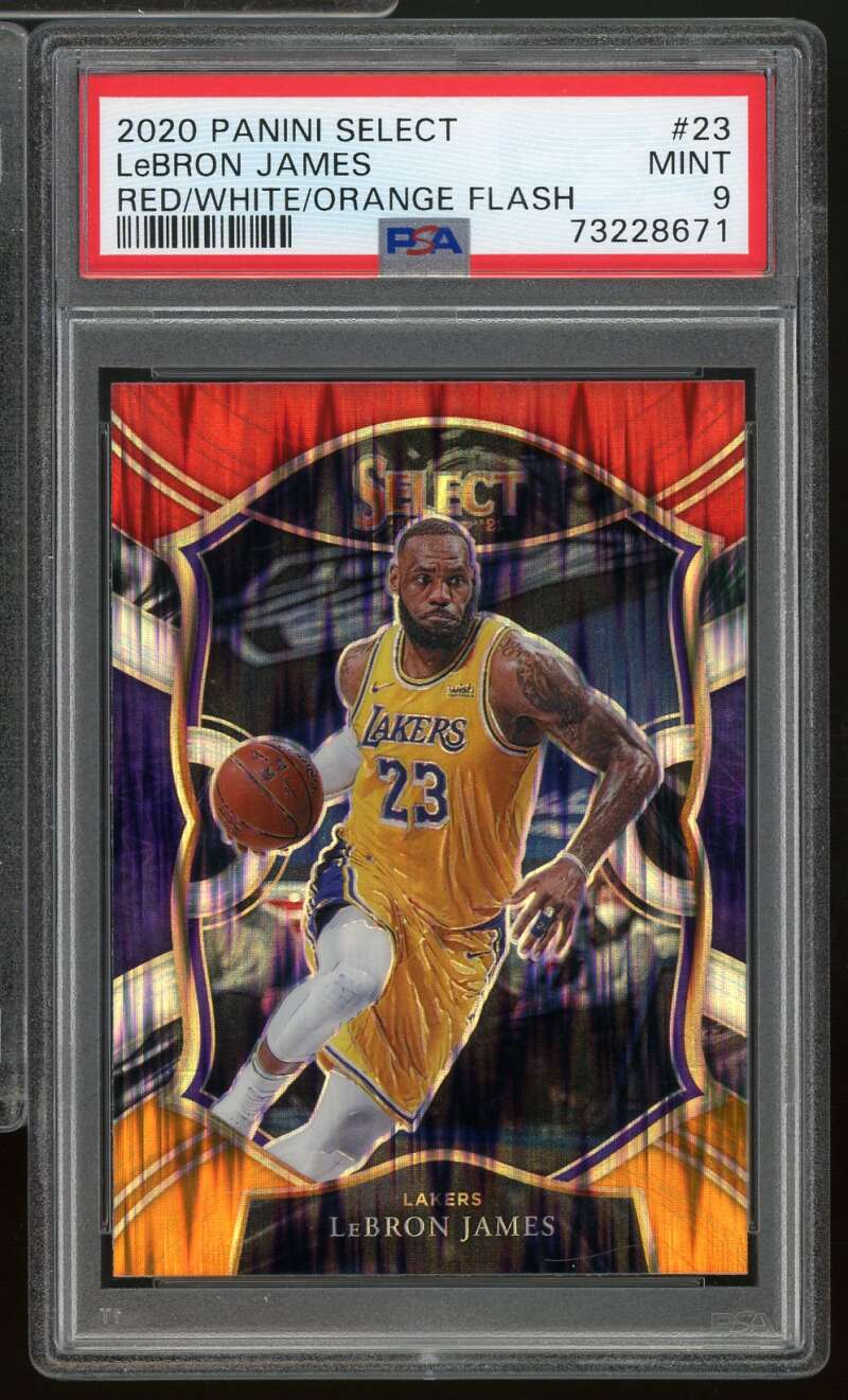 LeBron James Card 2020-21 Panini Select Red/White/Orange/Flash #23 PSA 9 Image 1