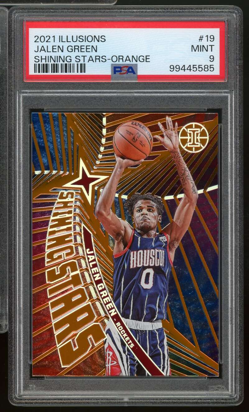 Jalen Green Rookie Card 2021-22 Illusions Shining Stars Orange #19 PSA 9 Image 1