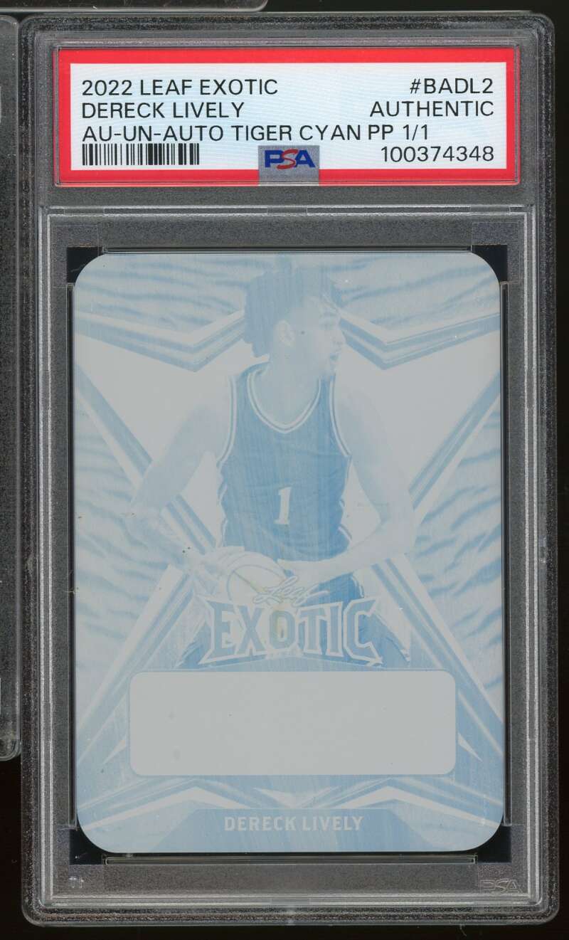Dereck Lively Rookie 2022 Leaf Exotic Tiger Cyan PP (1/1) #BADL2 PSA Authentic Image 1