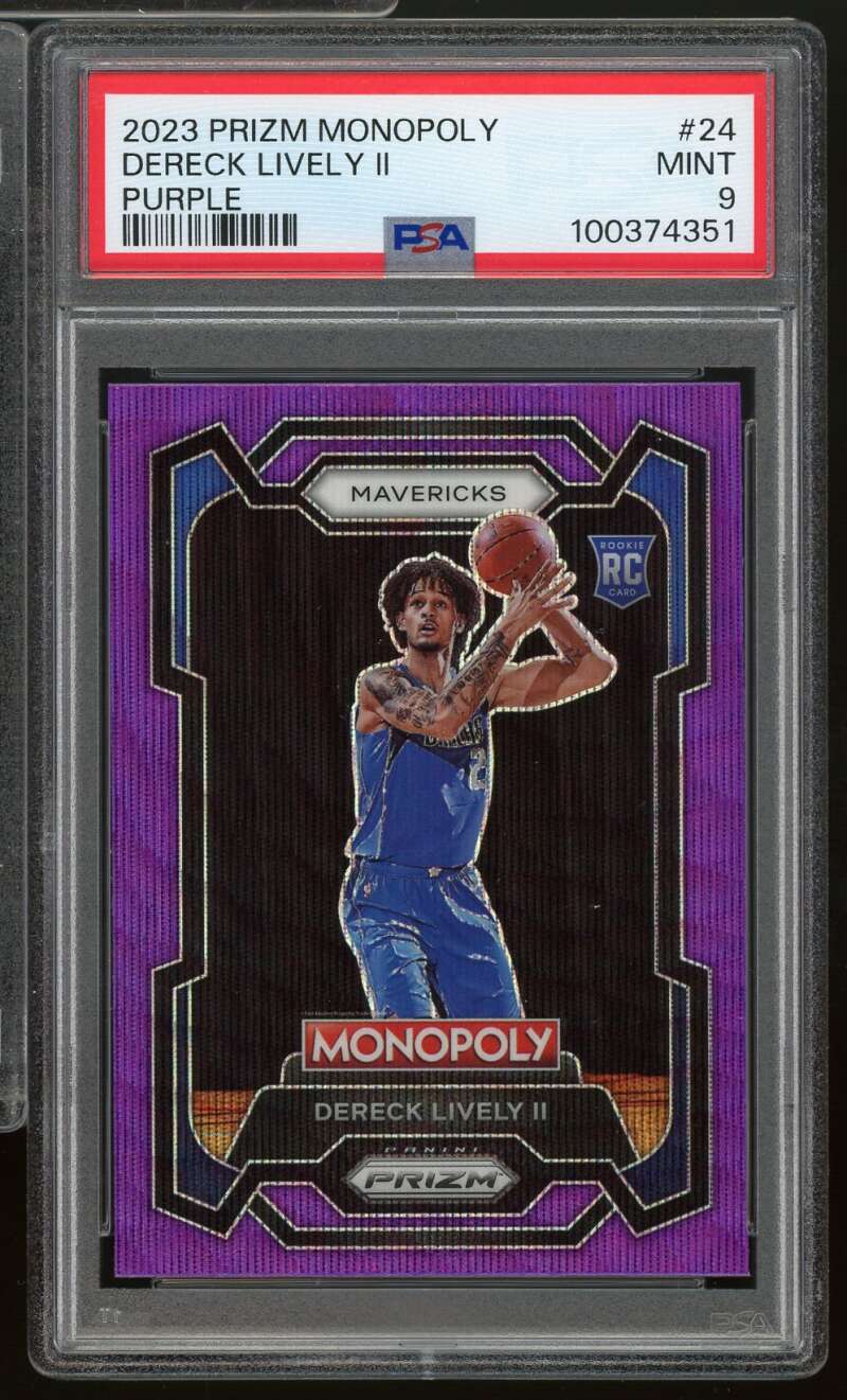 Dereck Lively II Rookie Card 2023-24 Prizm Monopoly Purple #24 PSA 9 Image 1