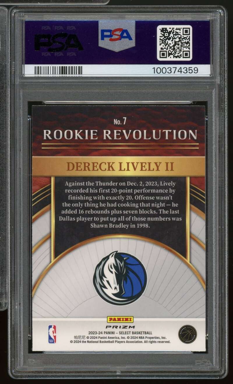 Dereck Lively II Rookie 2023-24 Select Rookie Revolution-Red Prizm #7 PSA 10 Image 2