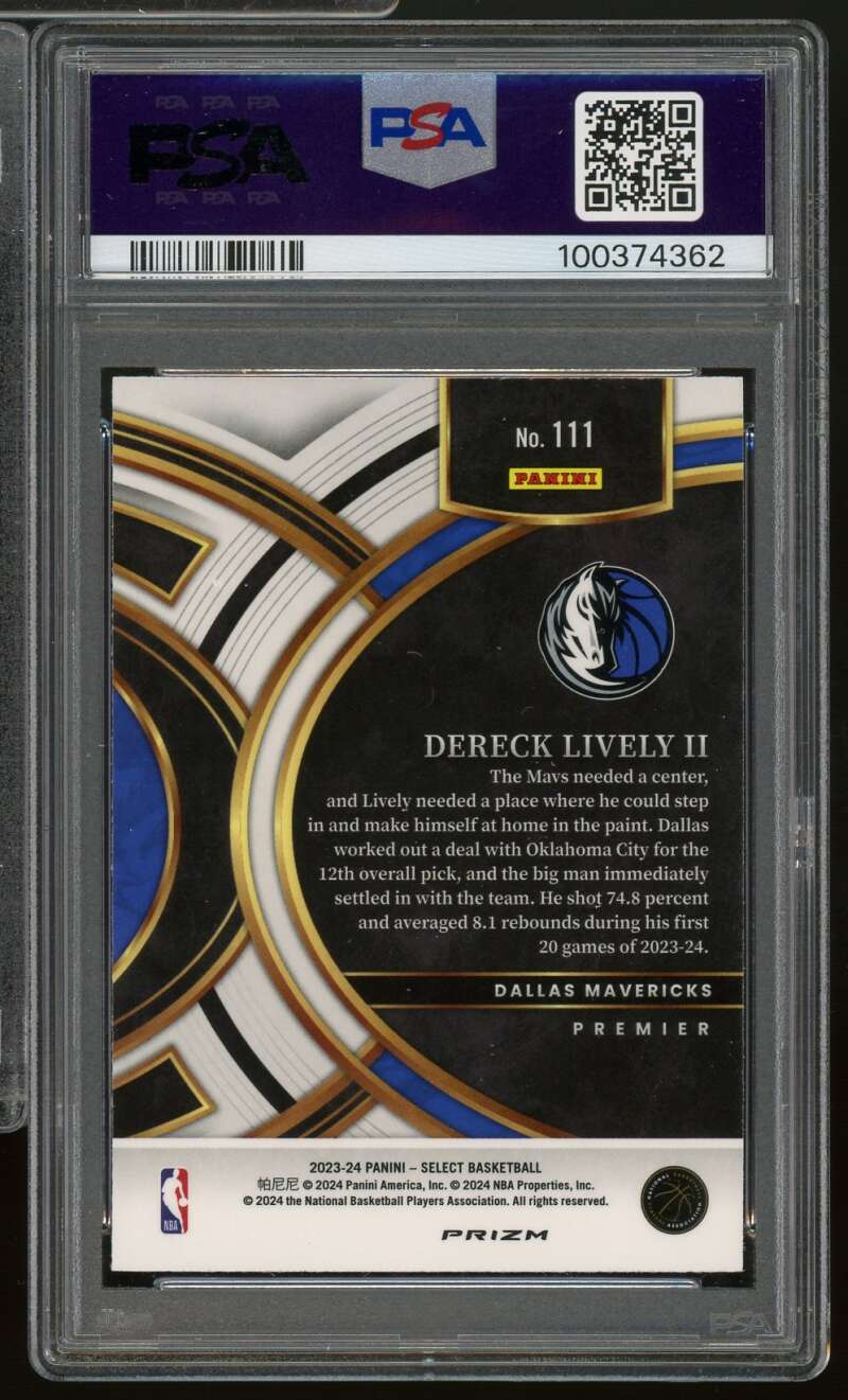 Dereck Lively II Rookie Card 2023 Select Tri-Color (pop 7) #111 PSA 10 Image 2