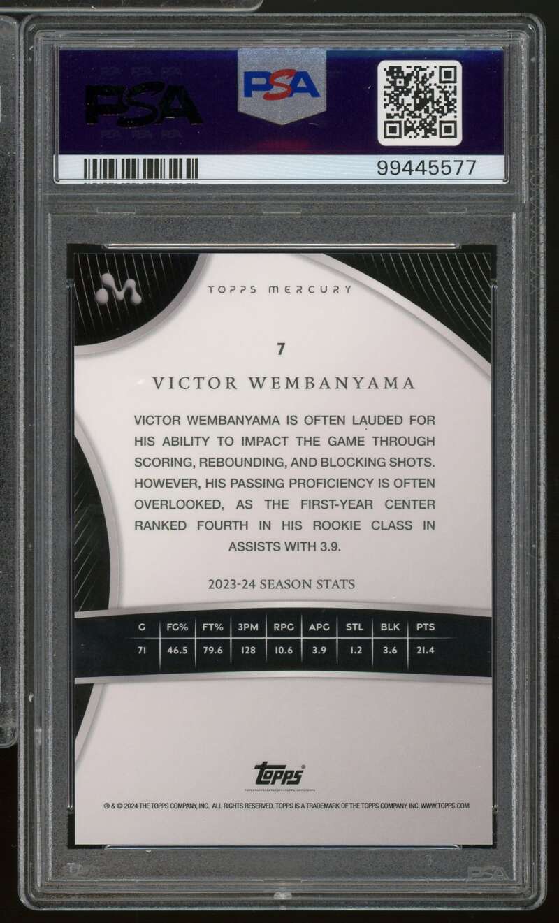 Victor Wembanyama Rookie Card 2023-24 Topps Mercury #7 PSA 10 Image 2