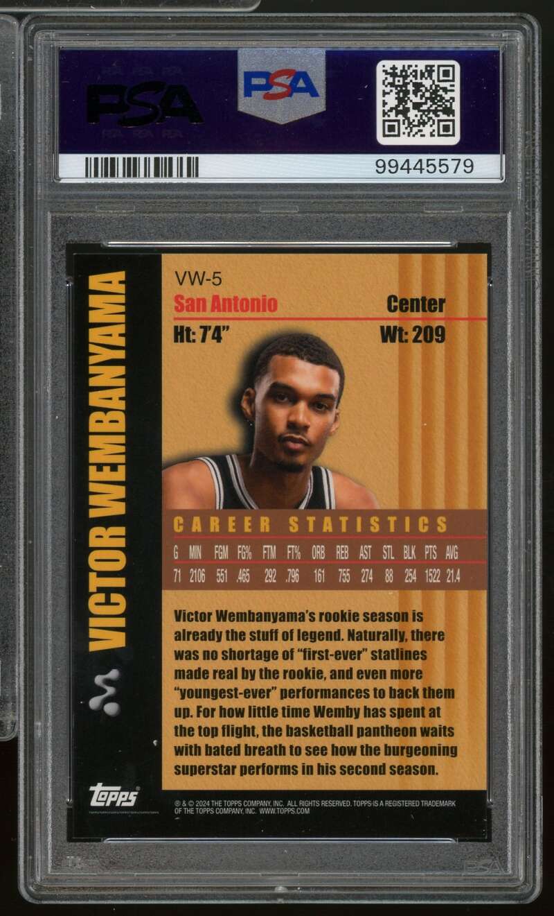 Victor Wembanyama Rookie 2023-24 Topps Mercury Gold Refractor (21/50) #5 PSA 9 Image 2