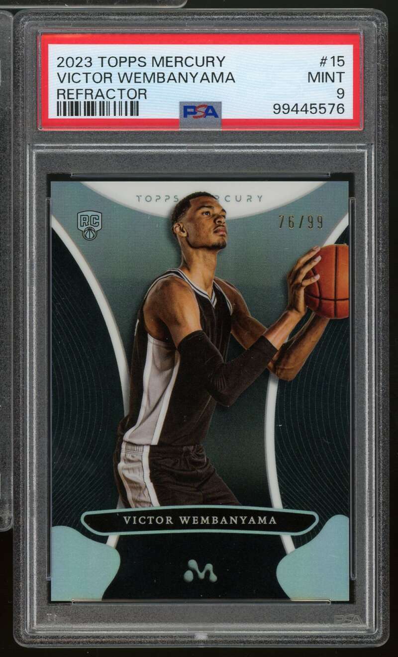 Victor Wembanyama Rookie Card 2023-24 Topps Mercury Refractor (76/99) #15 PSA 9 Image 1