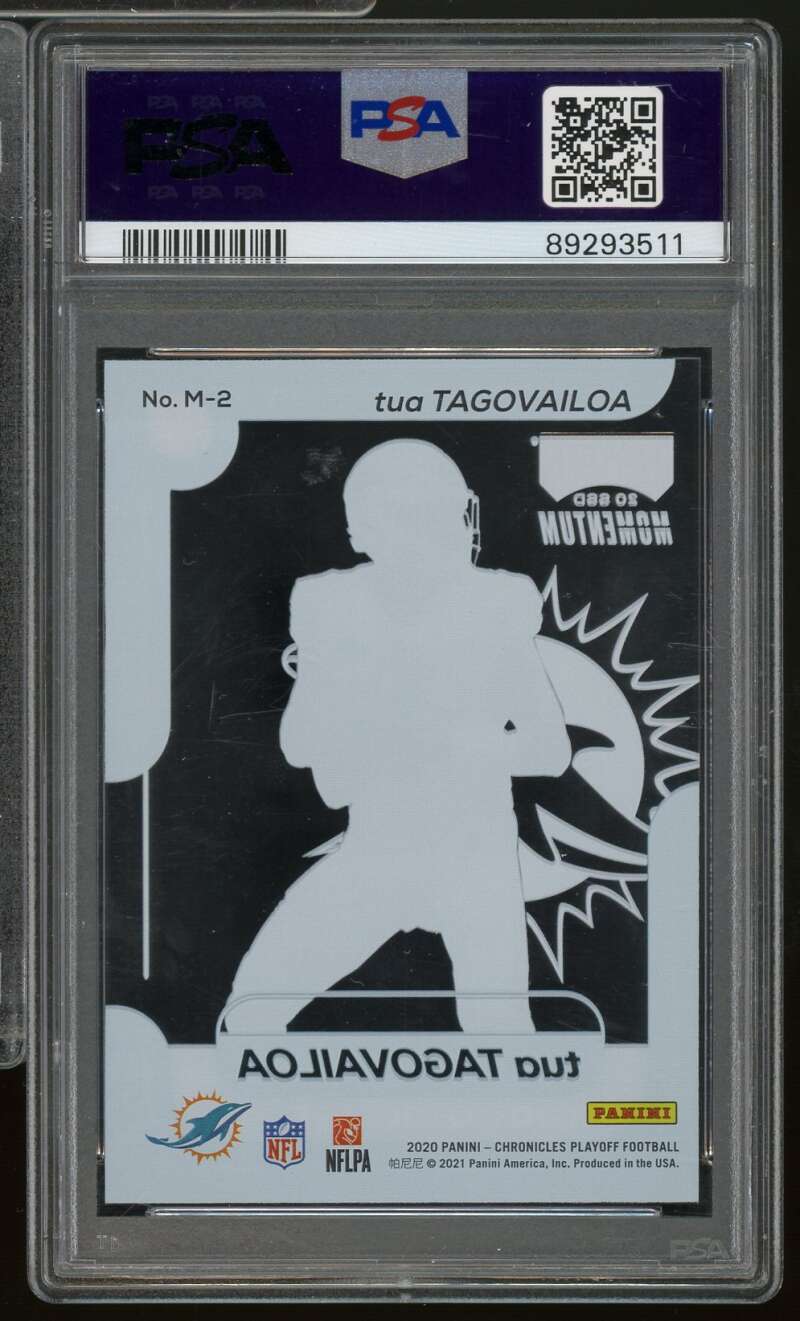 Tua Tagovailoa Rookie Card 2020 Panini Chronicles Playoff Momentum #M2 PSA 9 Image 2