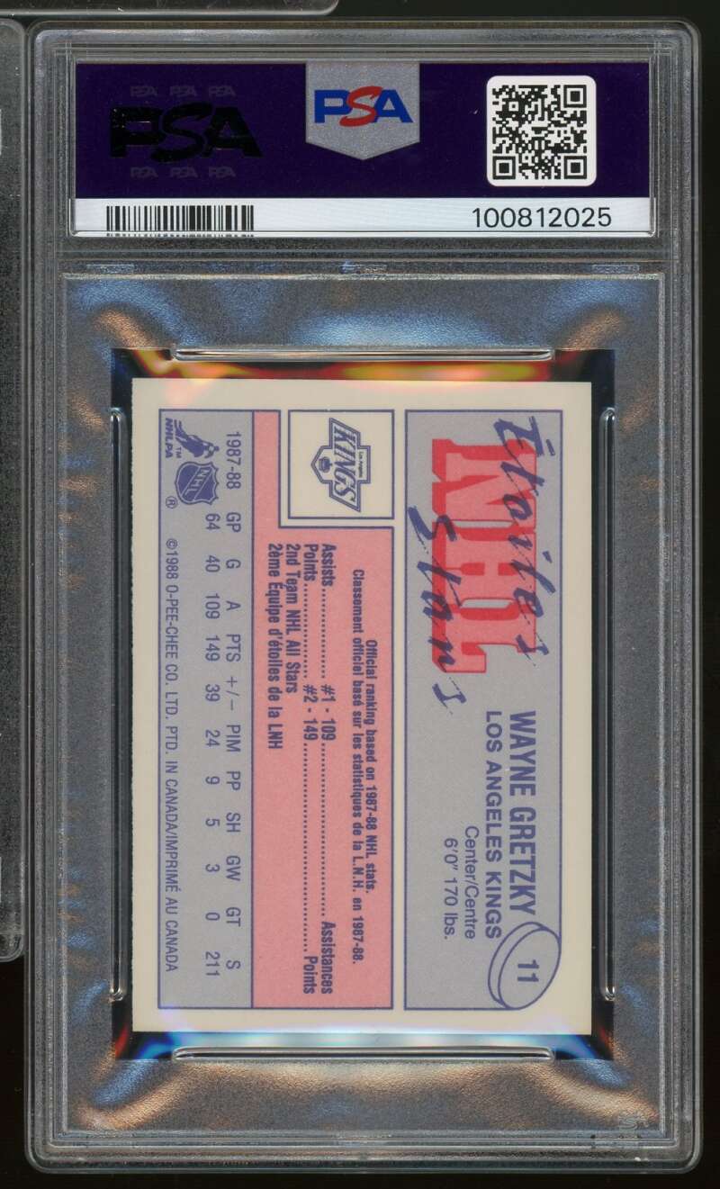 Wayne Gretzky Card 1988-89 O-Pee-Chee Minis #11 PSA 10 Image 2