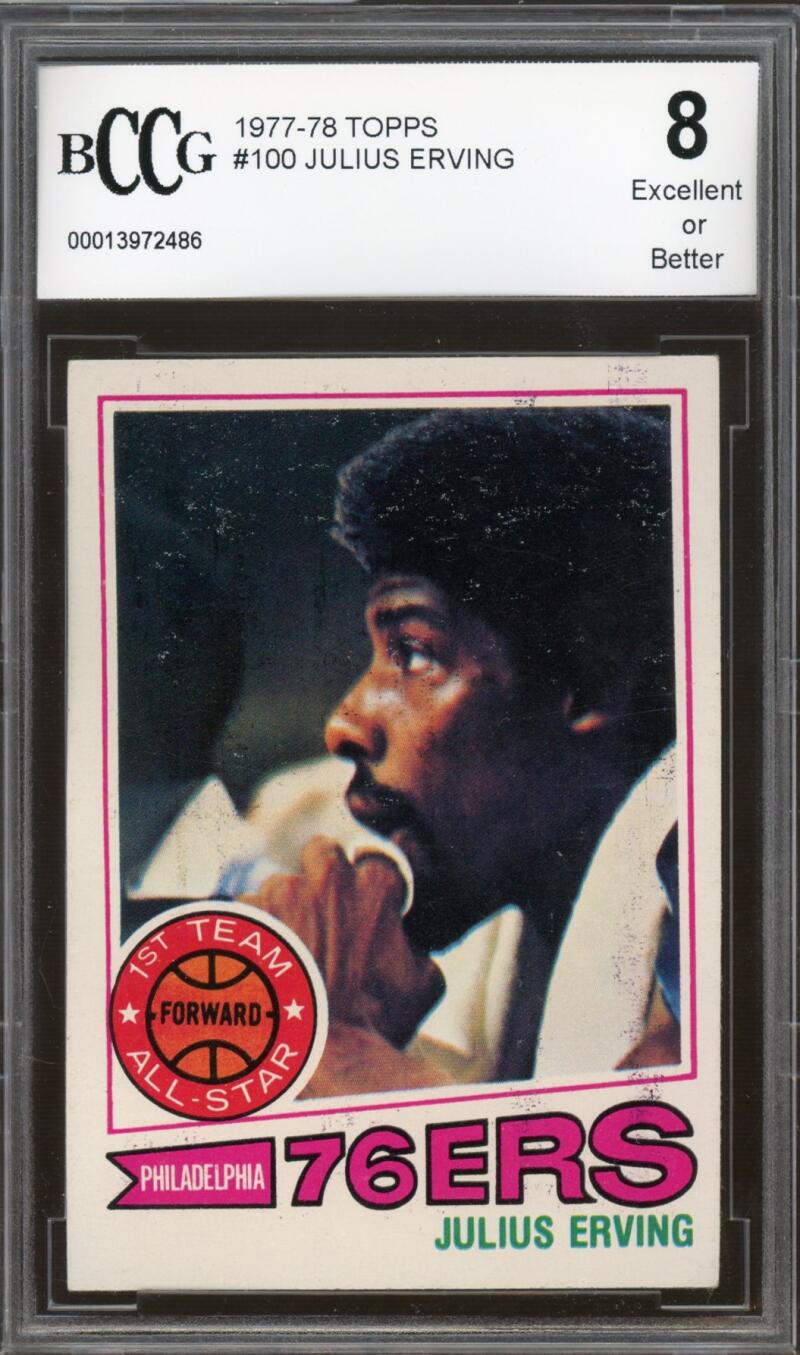 1977-78 Topps #100 Julius Erving Card BGS BCCG 8 Excellent+ Image 1