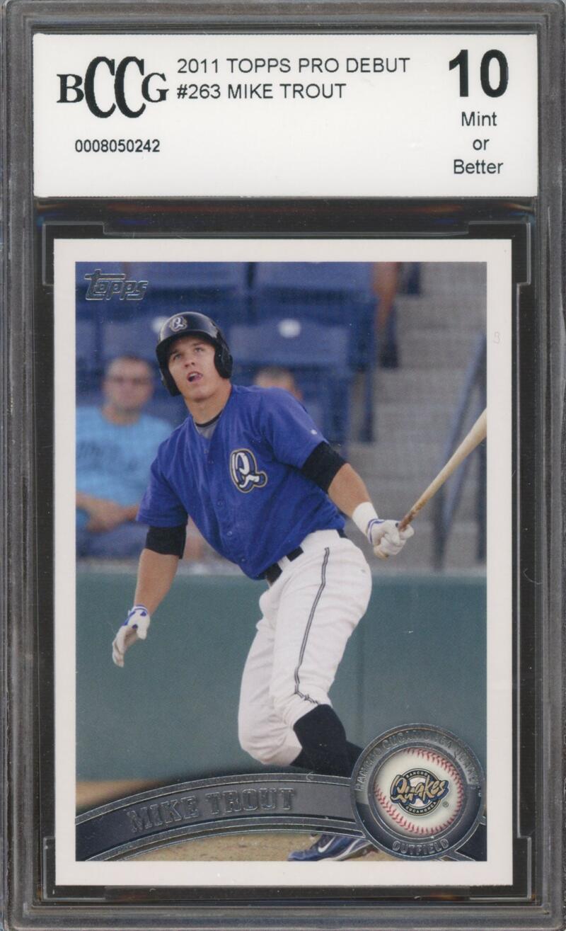 2011 Topps Pro Debut #263 Mike Trout Rookie Card BGS BCCG 10 Mint+ Image 1