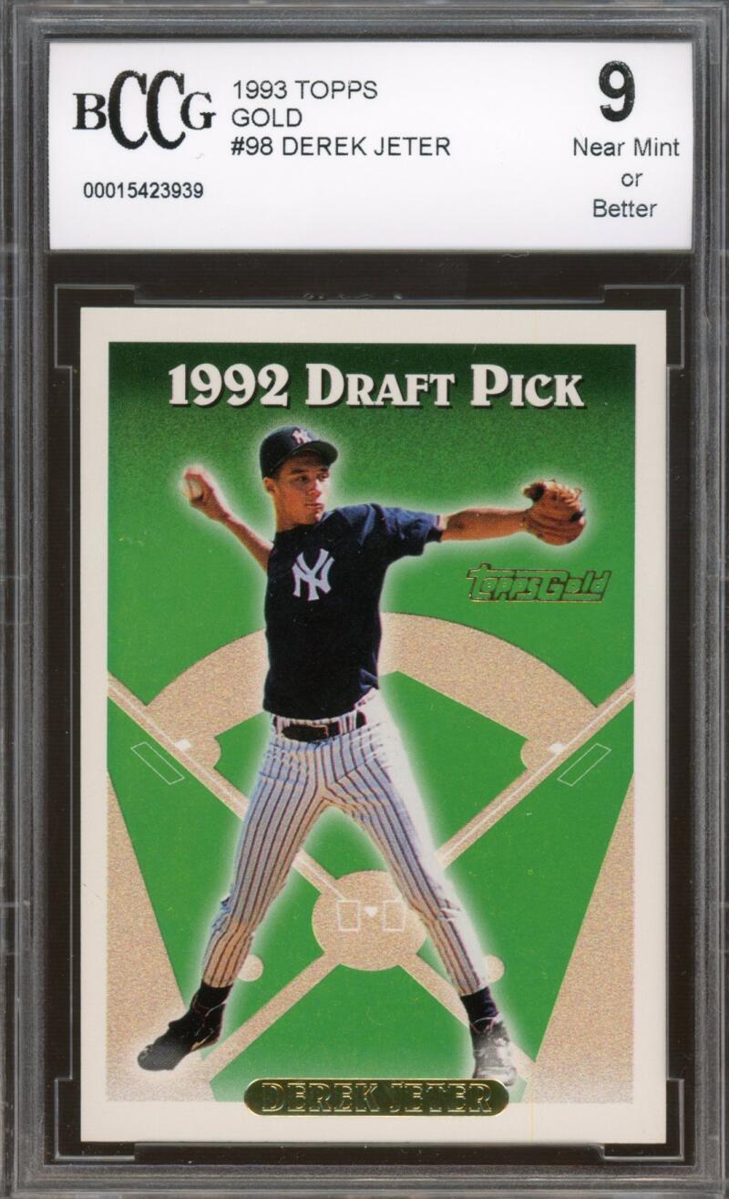 1993 Topps Gold #98 Derek Jeter Rookie Card BGS BCCG 9 Near Mint+ Image 1