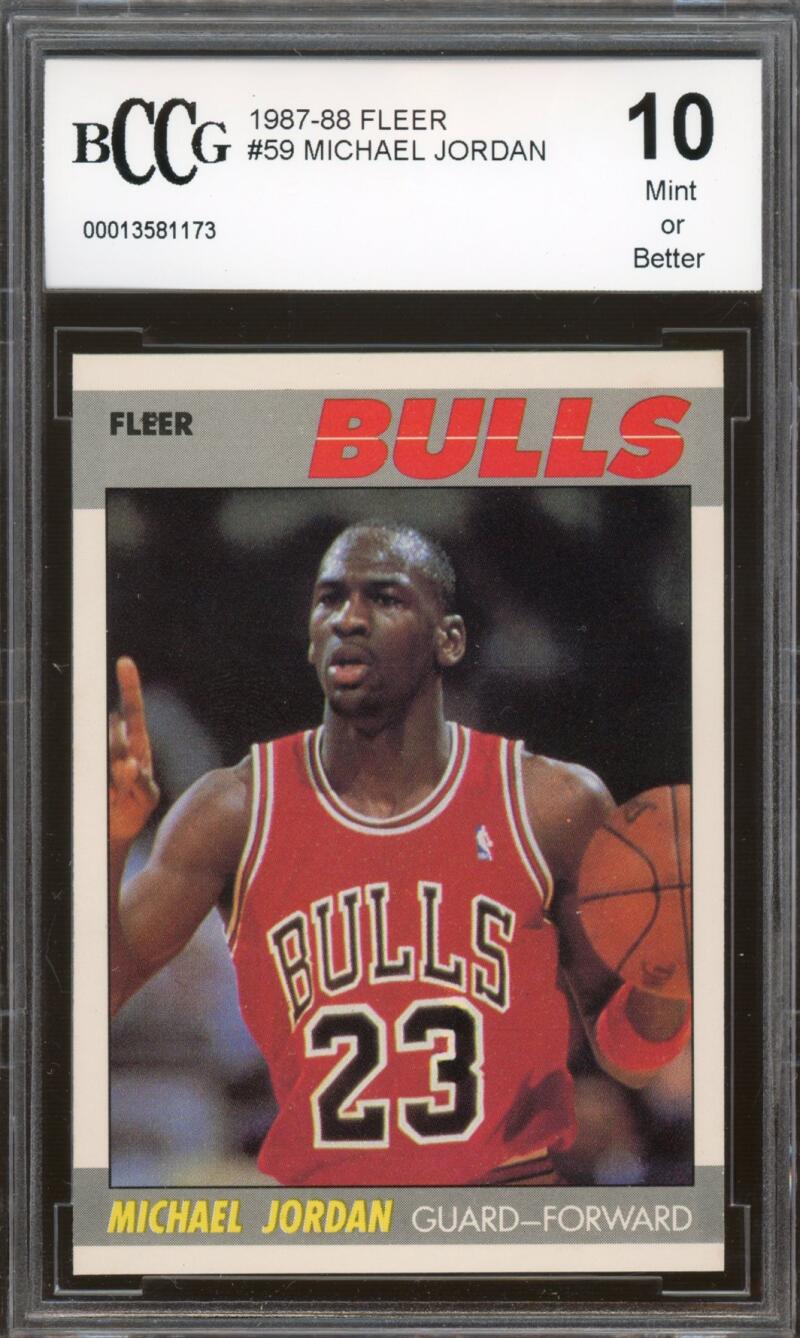 1987-88 Fleer #59 Michael Jordan 2nd Year Card BGS BCCG 10 Mint+ Image 1
