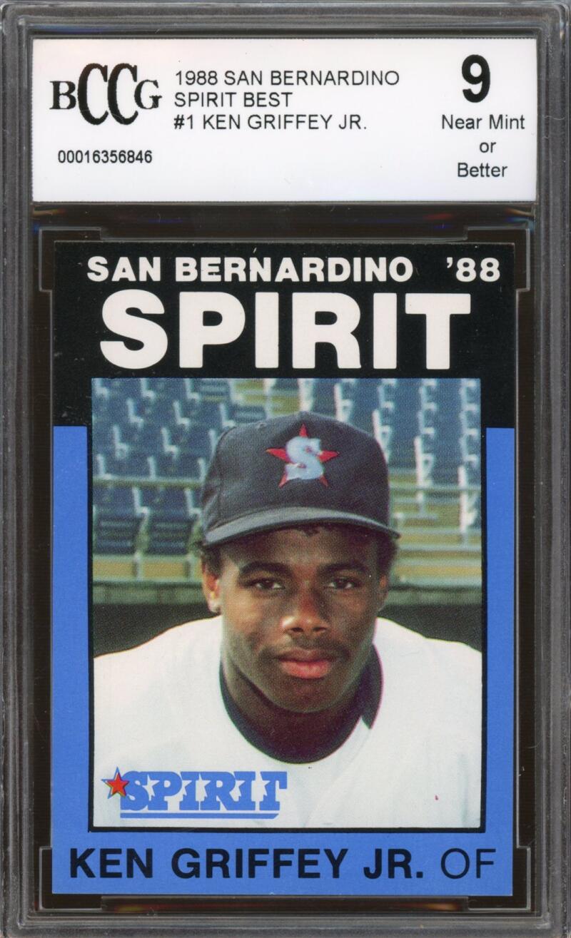 1988 San Bernadino Spirit Best #1 Ken Griffey Jr. Rookie Card BGS BCCG 9 NM+ Image 1