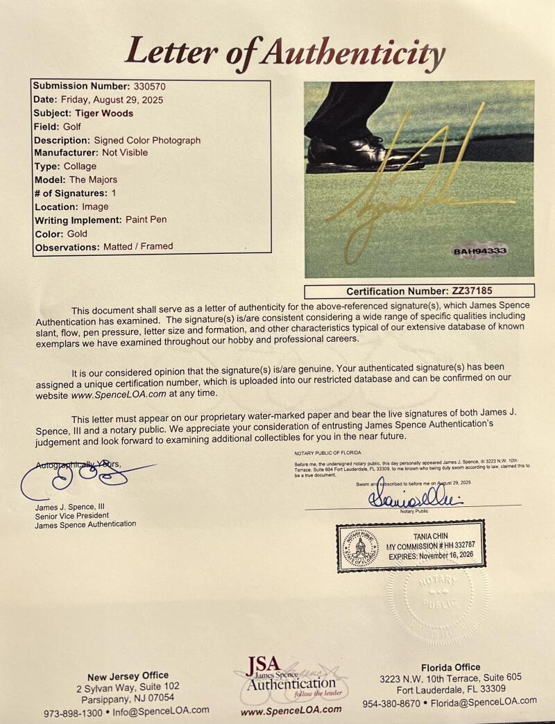 Tiger Woods Autograph Signed The Majors Photograph Matted/Framed JSA Authentic Image 3
