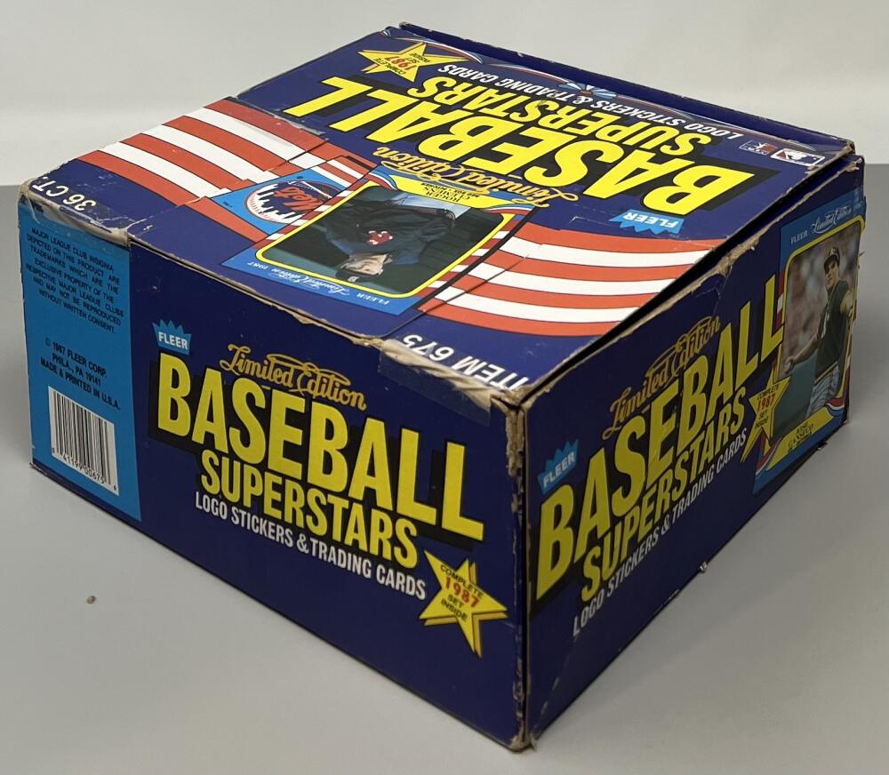 1987 fleer limited edition baseball cards 1987 Fleer Limited Edition Superstars Logo and Stickers Baseball Box S – SUPERIORSPORTSINVESTMENTS.COM