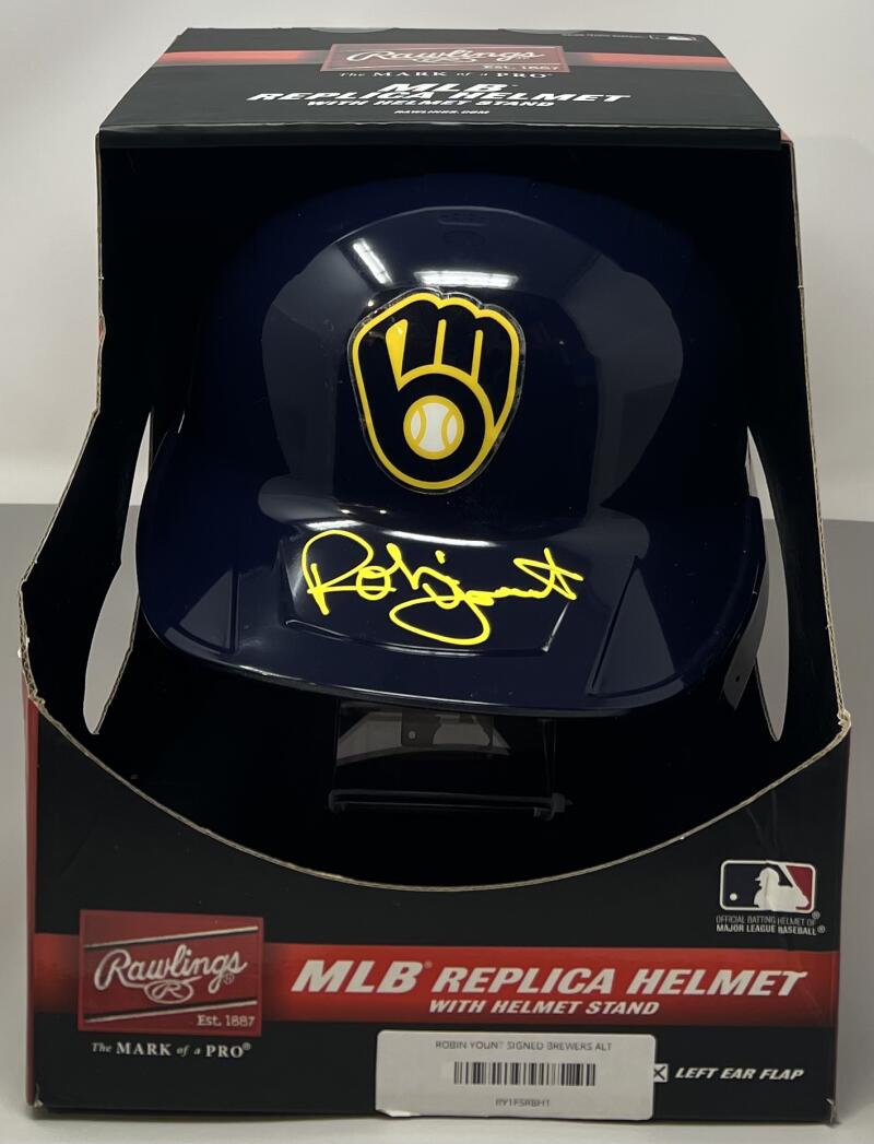 Robin Yount Autograph Signed Brewers Baseball Replica MLB Helmet BAS Authentic Image 1