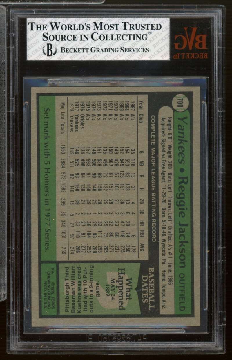 Reggie Jackson Card 1979 Topps #700 BVG 6 Image 2