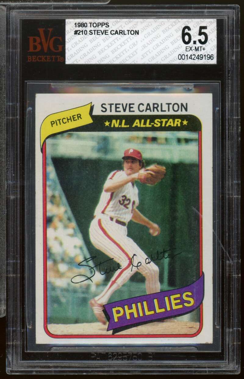 Steve Carlton Card 1980 Topps #210 BVG 6.5 Image 1
