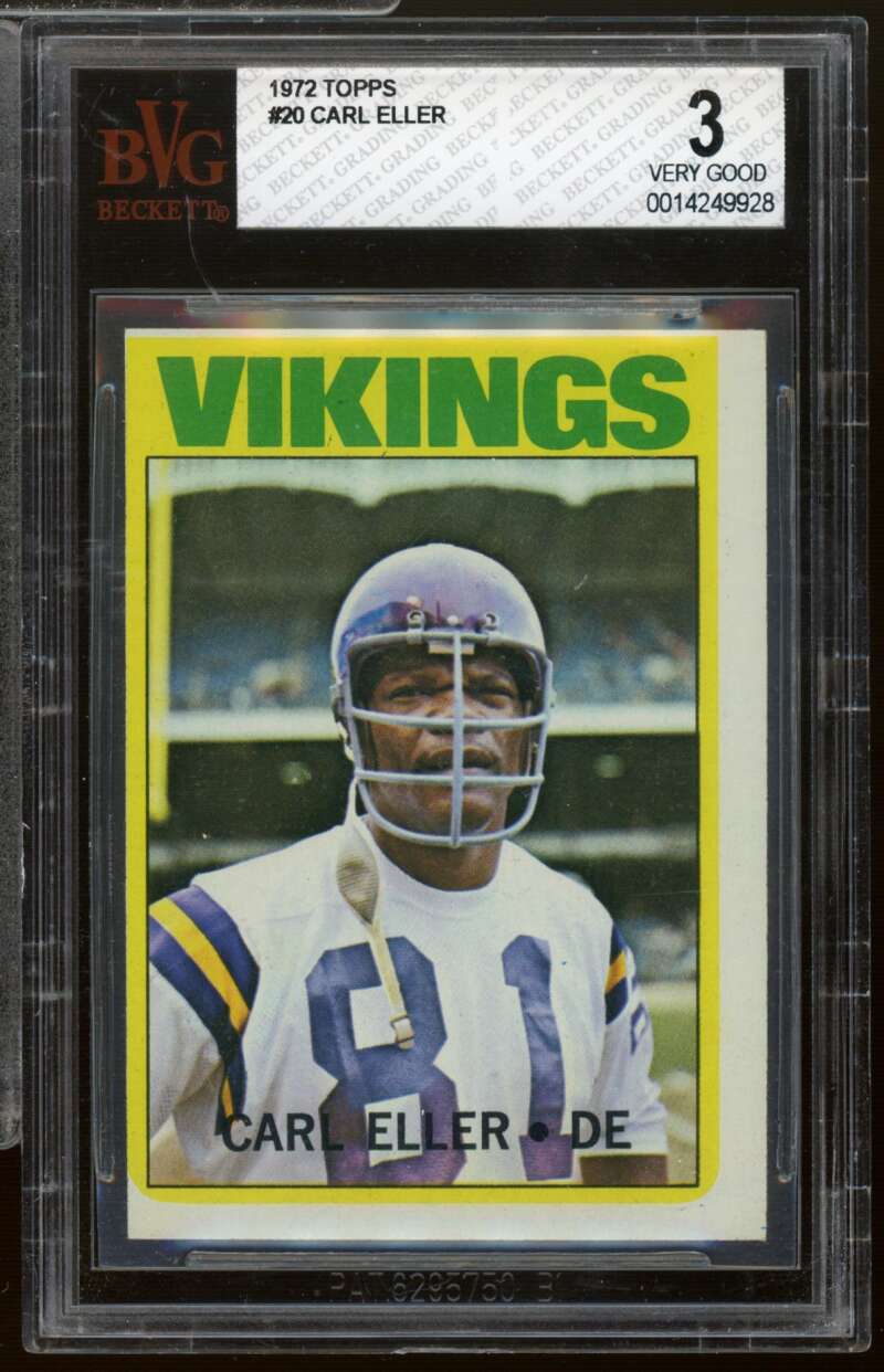 Carl Eller Card 1972 Topps #20 BVG 3 Image 1