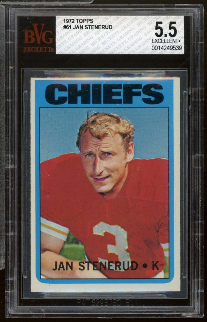 Jan Stenerud Card 1972 Topps #61 BVG 5.5 Image 1