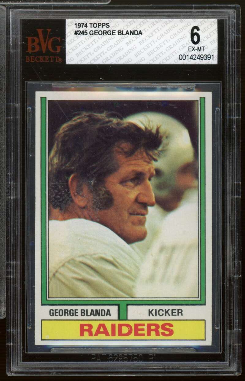 George Blanda Card 1974 Topps #245 BVG 6 Image 1