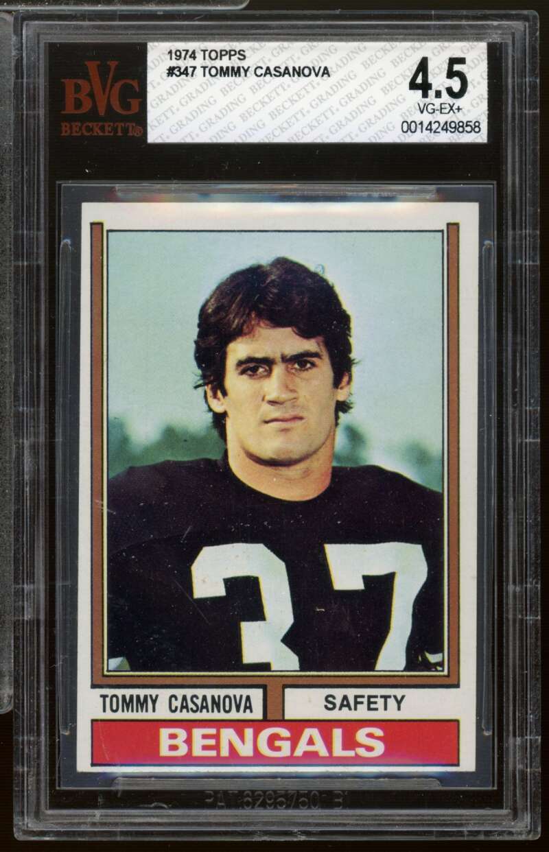 Tommy Casanova Card 1974 Topps #347 BVG 4.5 Image 1