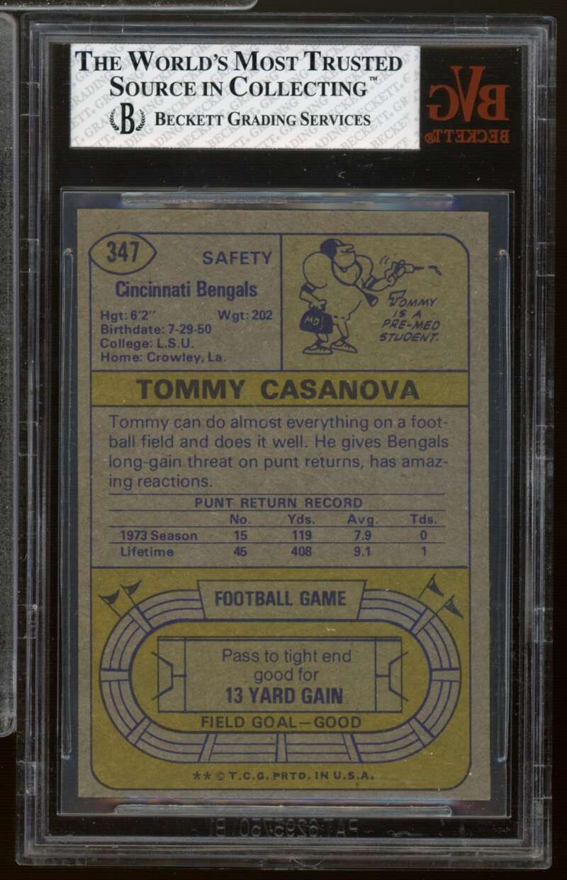 Tommy Casanova Card 1974 Topps #347 BVG 4.5 Image 2