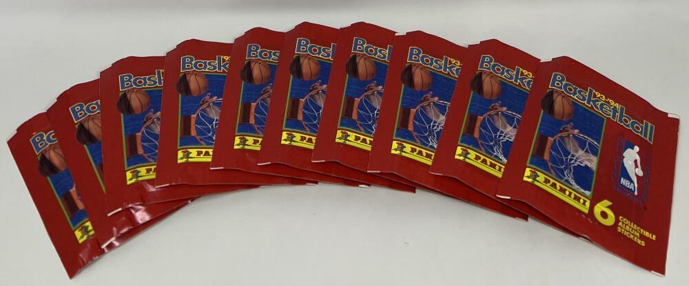 (10) 1993-94 Panini Stickers Basketball Pack Lot   RARE Image 1