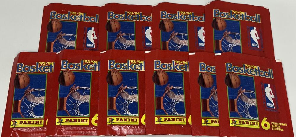 (10) 1993-94 Panini Stickers Basketball Pack Lot   RARE Image 2