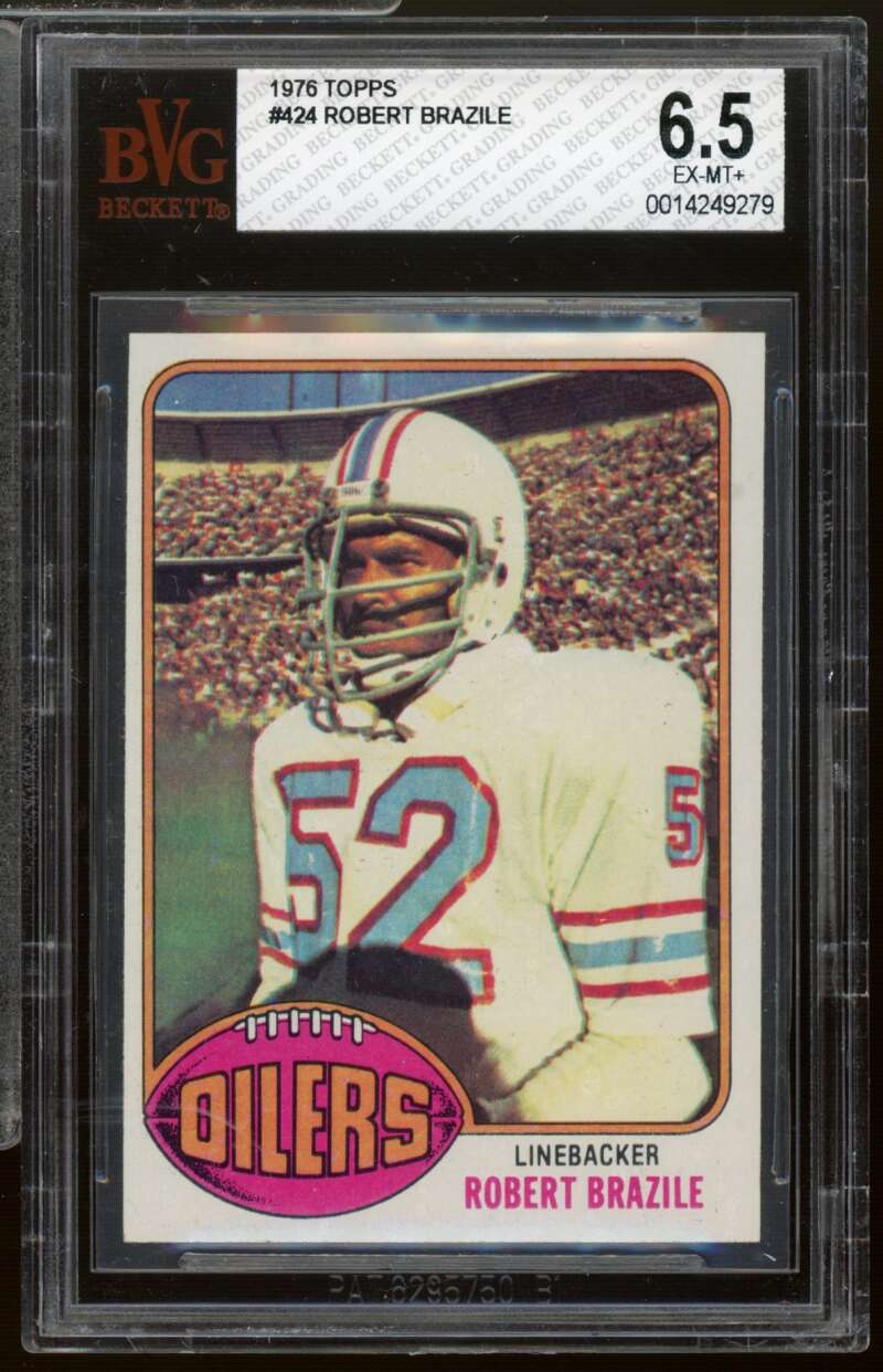 Robert Brazile Rookie Card 1976 Topps #424 BVG 6.5 Image 1