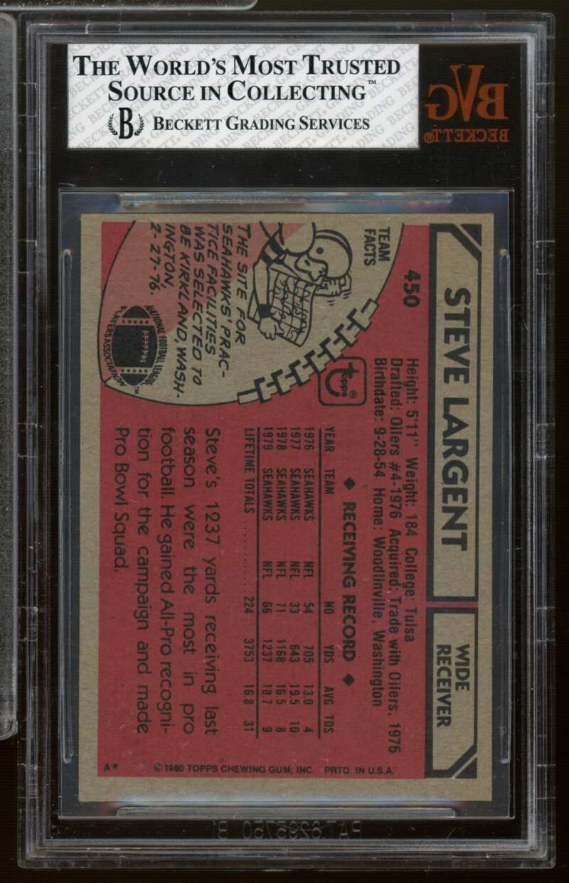 Steve Largent Card 1980 Topps #450 BVG 4.5 Image 2