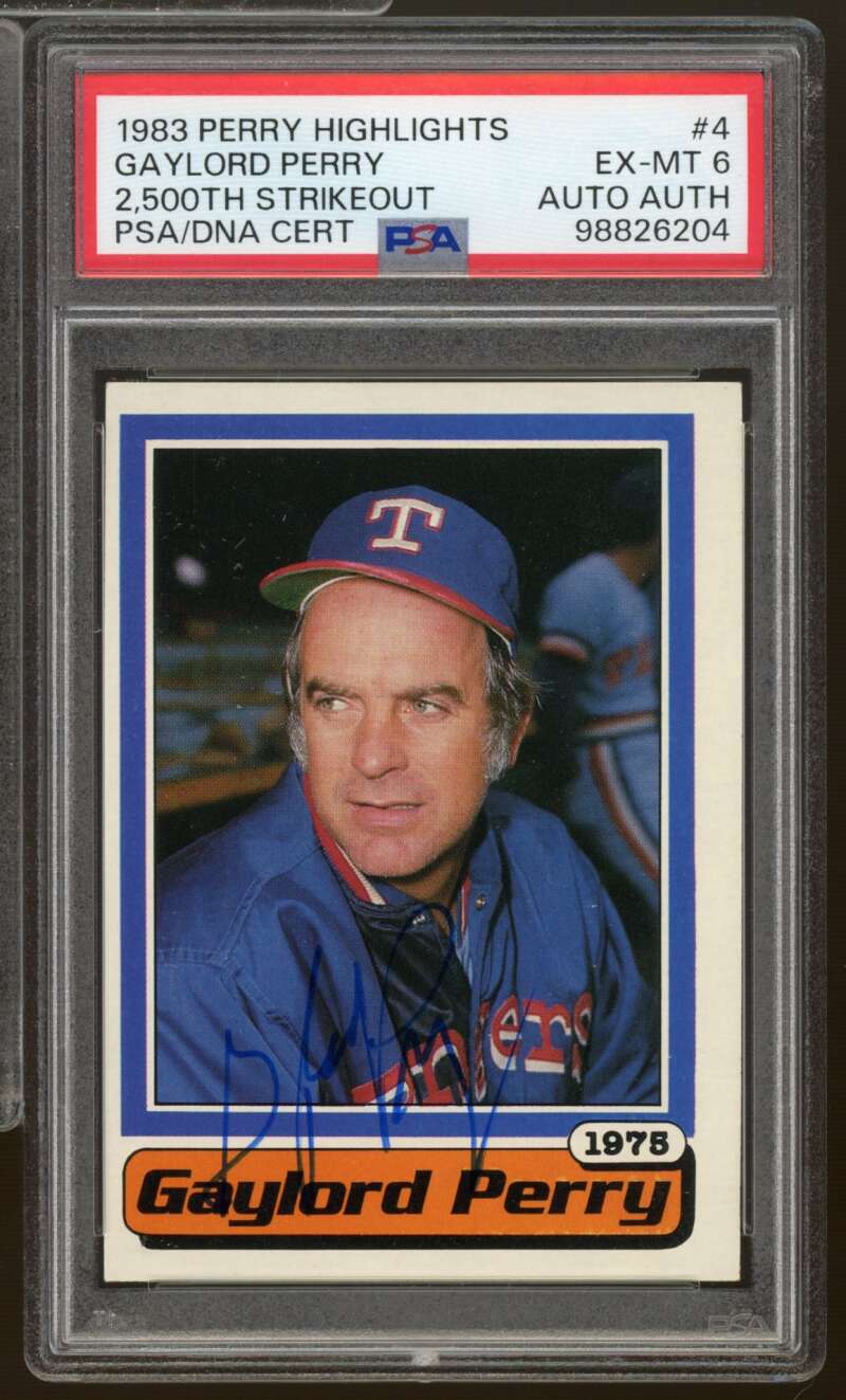 Gaylord Perry Card 1983 Perry Highlights 2,500 Strikeout #4 PSA/DNA Cert 6 Auto Image 1