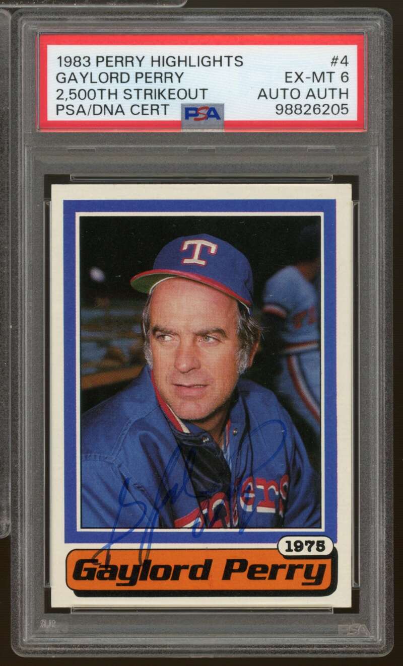Gaylord Perry Card 1983 Perry Highlights 2,500 Strikeout #4 PSA/DNA Cert 6 Auto Image 1