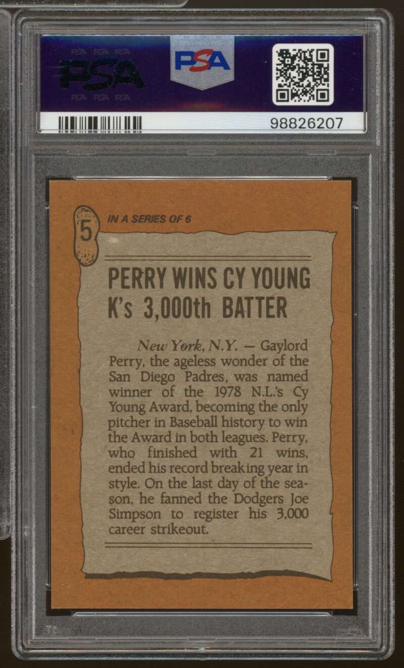 Gaylord Perry Card 1983 Perry Highlights Cy Young/3,000 K #5 PSA/DNA Cert 7 Auto Image 2