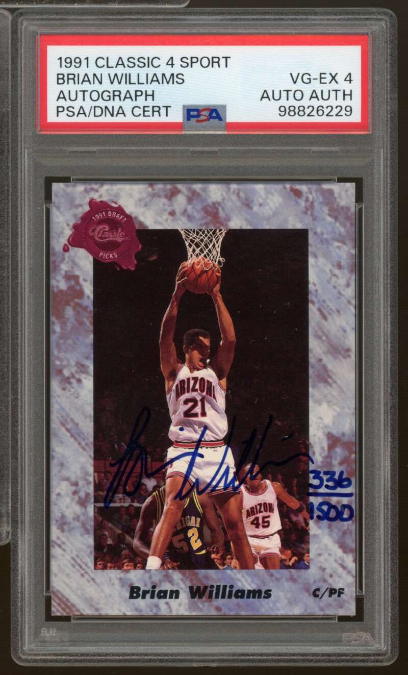 Brian Williams Card 1991 Classic 4 Sport Autograph #nno PSA/DNA Cert 4 Auto Image 1