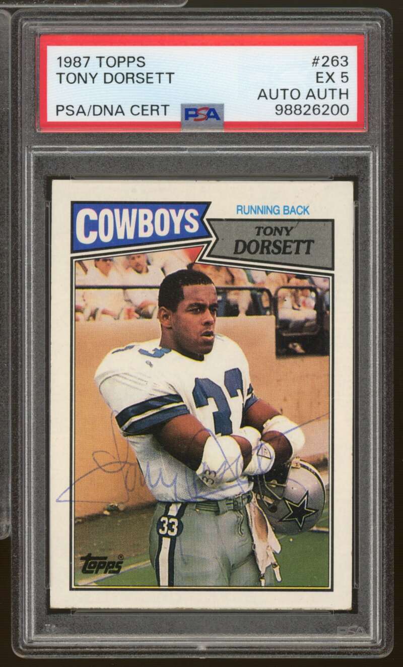 Tony Dorsett Card 1987 Topps #263 PSA/DNA Cert 5 Auto Image 1