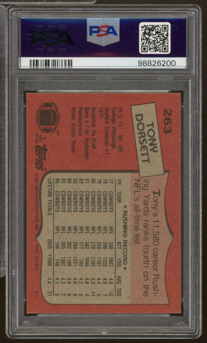 Tony Dorsett Card 1987 Topps #263 PSA/DNA Cert 5 Auto Image 2