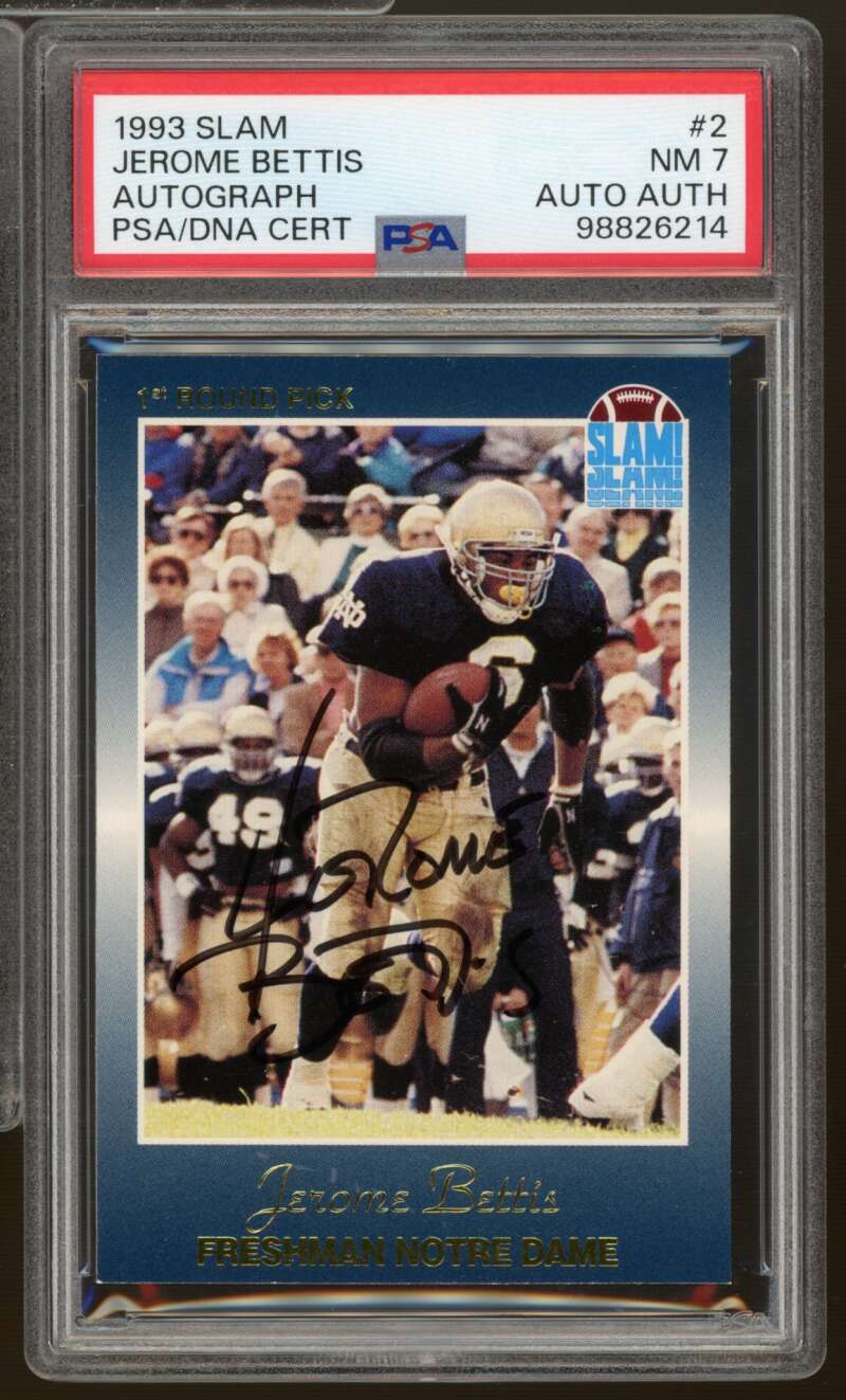 Jerome Bettis Rookie Card 1993 Slam Autograph #4 PSA/DNA Cert 7 Auto Image 1