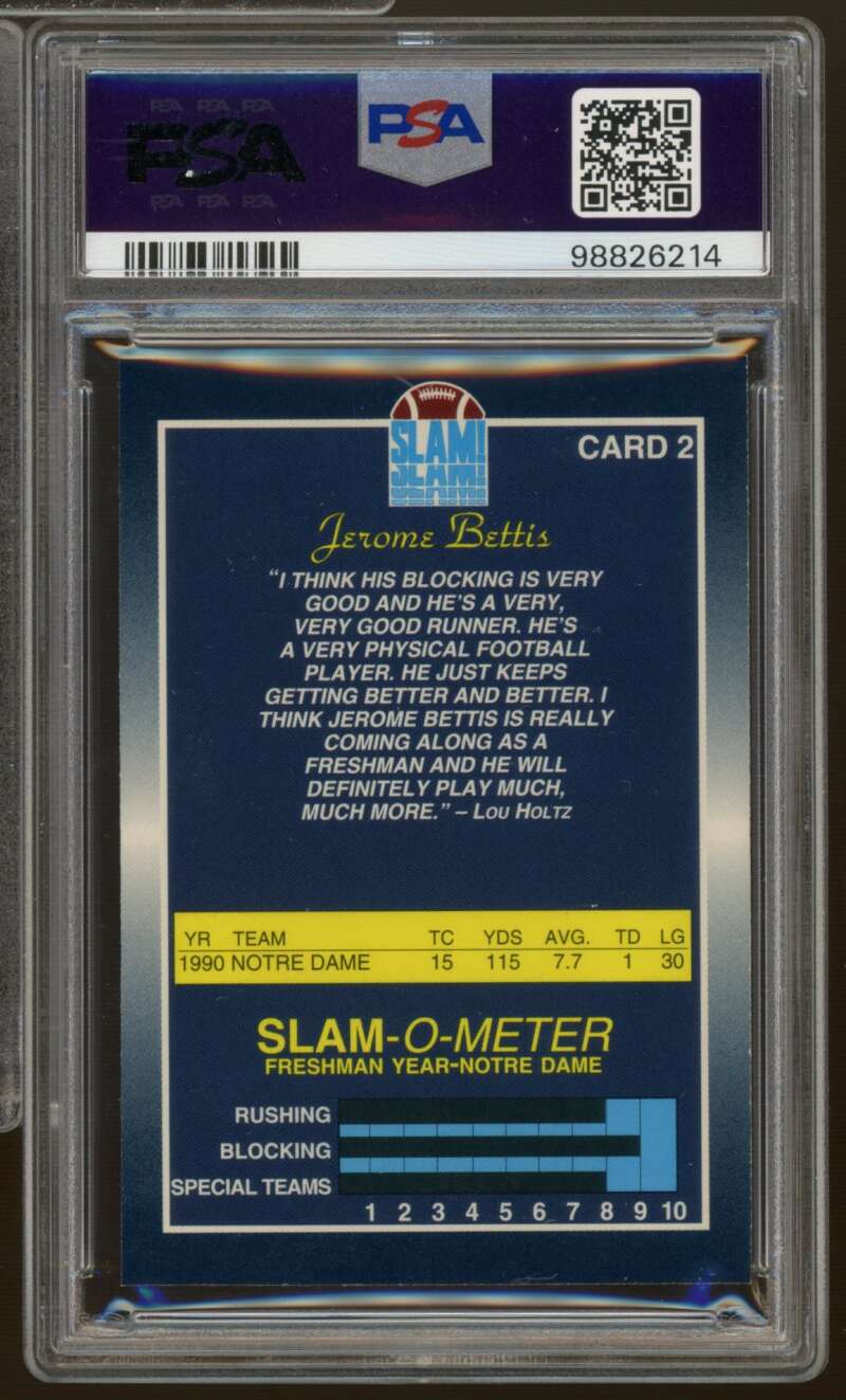 Jerome Bettis Rookie Card 1993 Slam Autograph #4 PSA/DNA Cert 7 Auto Image 2